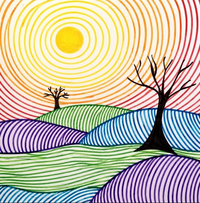 a brightly colored marker painting
