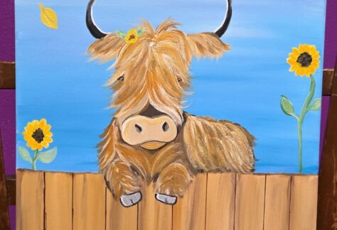 A painting of highland cow