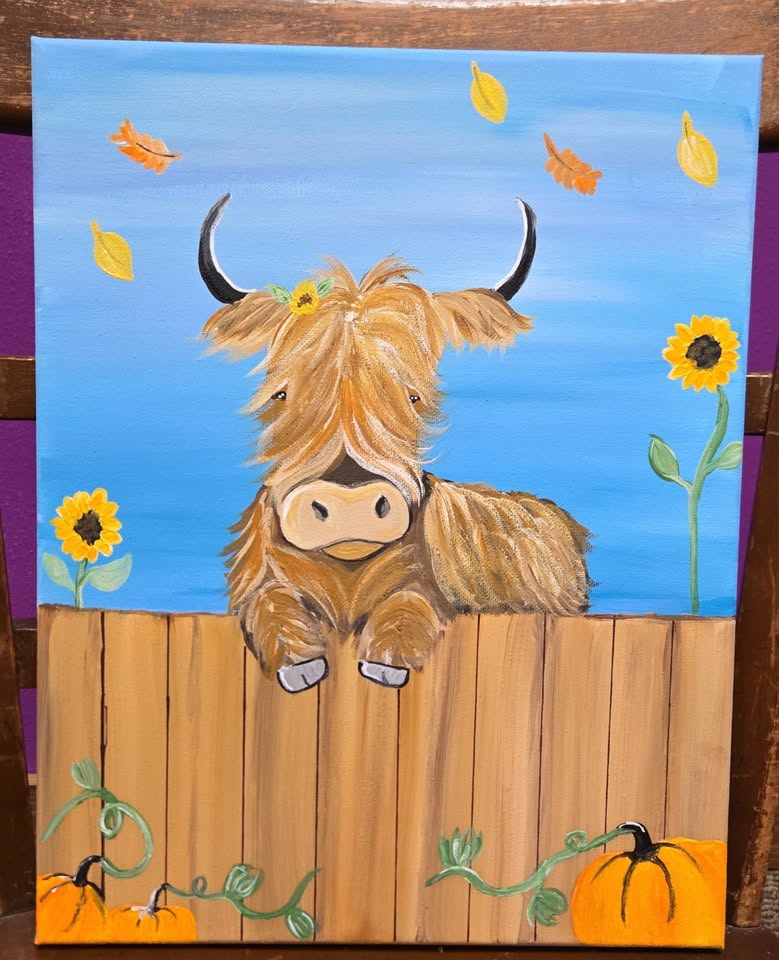A painting of highland cow