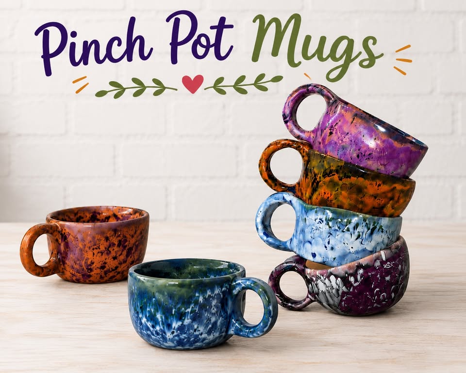 a selection of pinch pot mugs