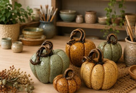 A selection of small glazed pumkins