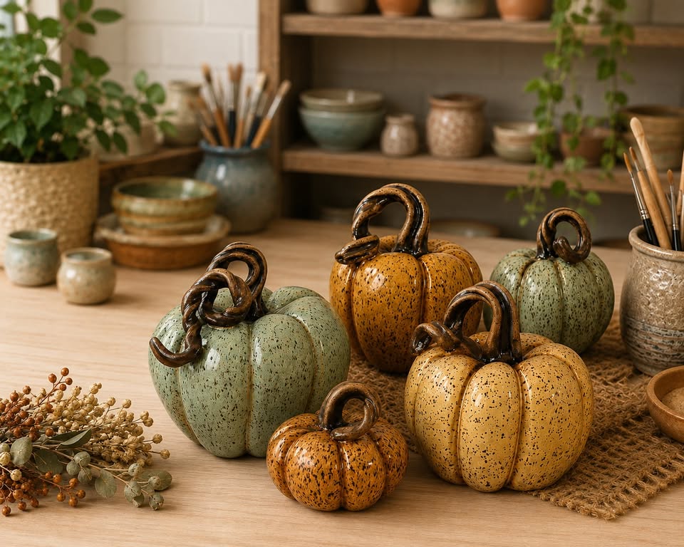 A selection of small glazed pumkins