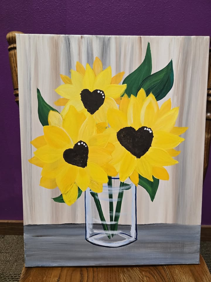 a painting of a group of flowers