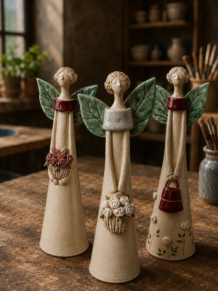 three thin angel pottery