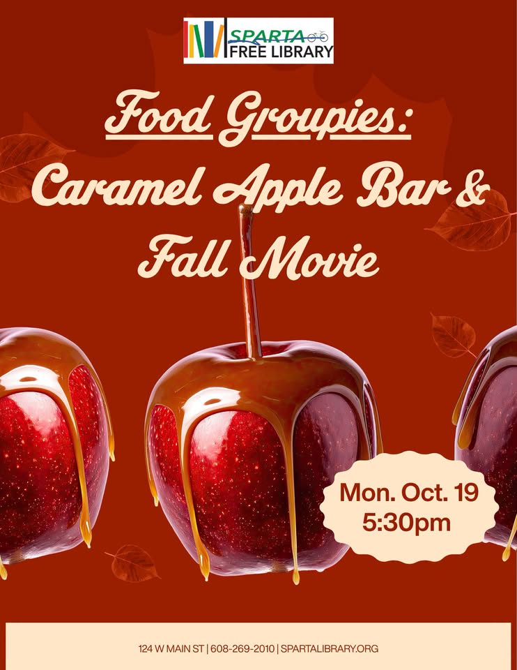 caramel apple bar and fall movie event flier