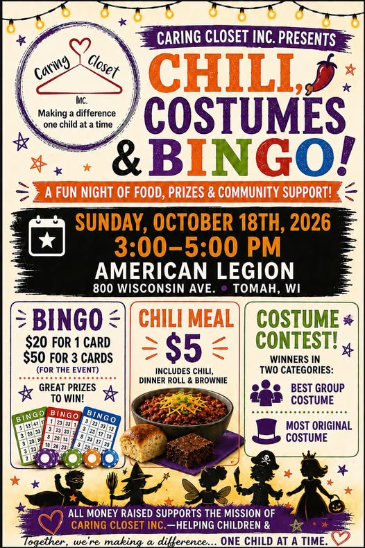 Event flier for the Caring Closet fundraiser