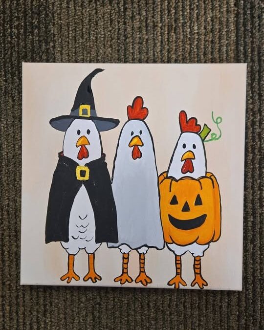 Halloween Chickens Painting Class