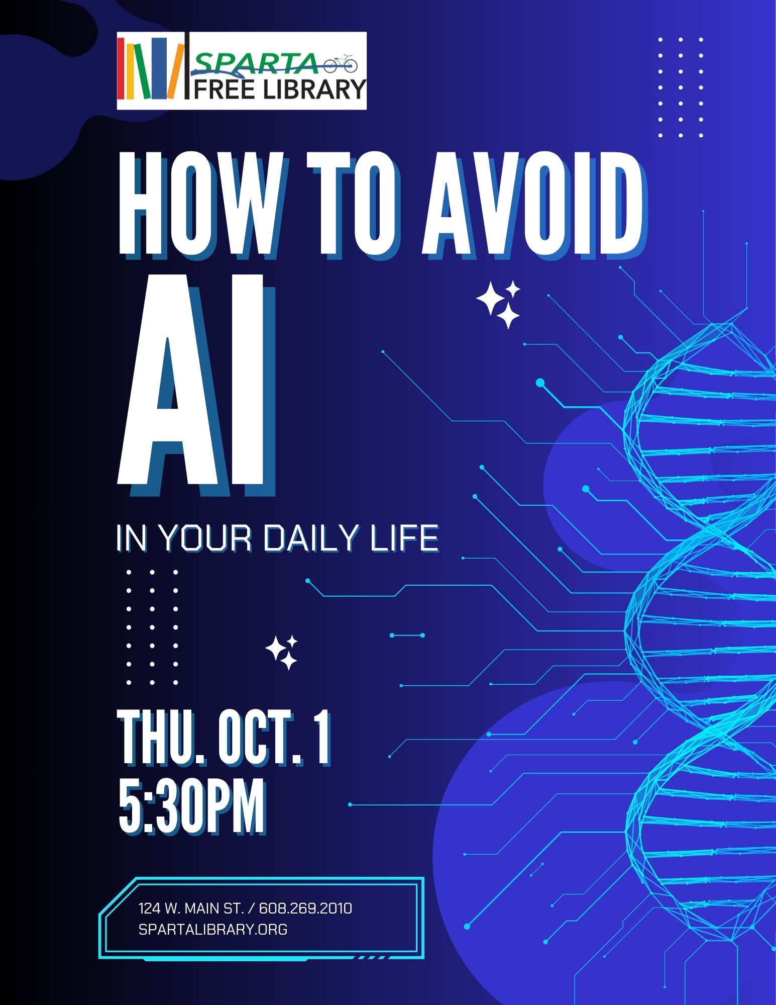 How to Avoid AI in your Daily Life event flier