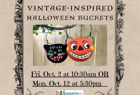 Vintage halloween buckets event flier